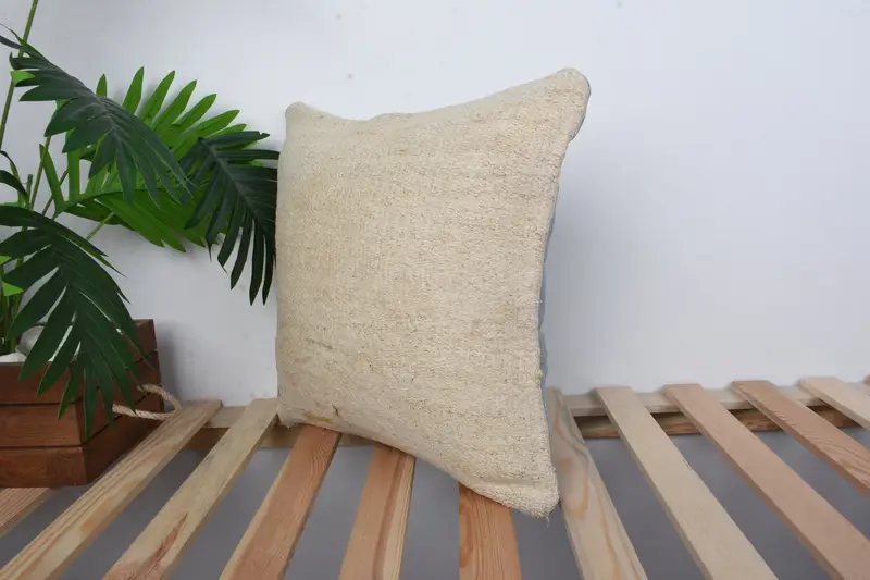 Home Decor Pillow, Boho Pillow Sham Cover, Kilim Cushion Sham, 16x16 Yellow Cushion Cover, Square Throw Pillow Case, Cushion Cover - 5