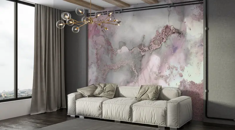 Bright Wall Paper, Pink And Gray Marble, Wall Paper Peel and Stick, Pink Wallpaper, 3d Wall Paper, Luxury Marble Wall Art, - 7
