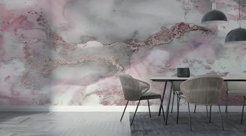 Bright Wall Paper, Pink And Gray Marble, Wall Paper Peel and Stick, Pink Wallpaper, 3d Wall Paper, Luxury Marble Wall Art, - 2