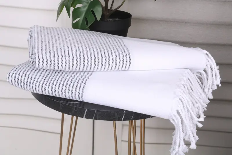 Bridesmaid Gift, Spa Towel, Home Gift, Sand-free towel, Bachelorette Party Gifts Bridesmaids, Luxury Beach Towel, 70x40 Cotton Striped Towel - 3