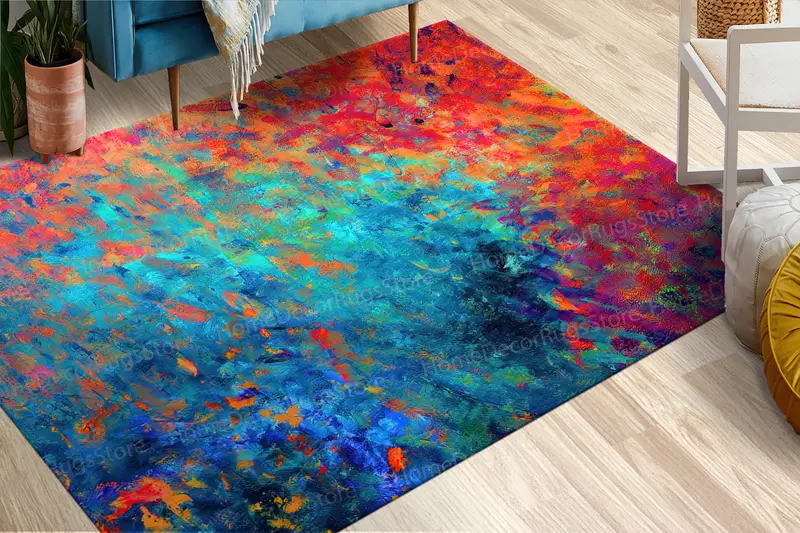 Alfombra moderna con estampado colorido: elegante diseño contemporáneo para el hogar