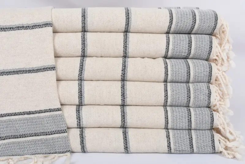 Turkish Hand Towel Dark Gray Striped, Cotton, 40x20 Inches