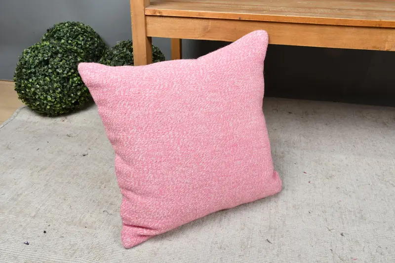 18x18 Pink Cushion, Cushion Case, Pillow for Sofa, Vintage Kilim Pillow, Designer Throw Pillow Case, Vintage Kilim Throw Pillow - 7