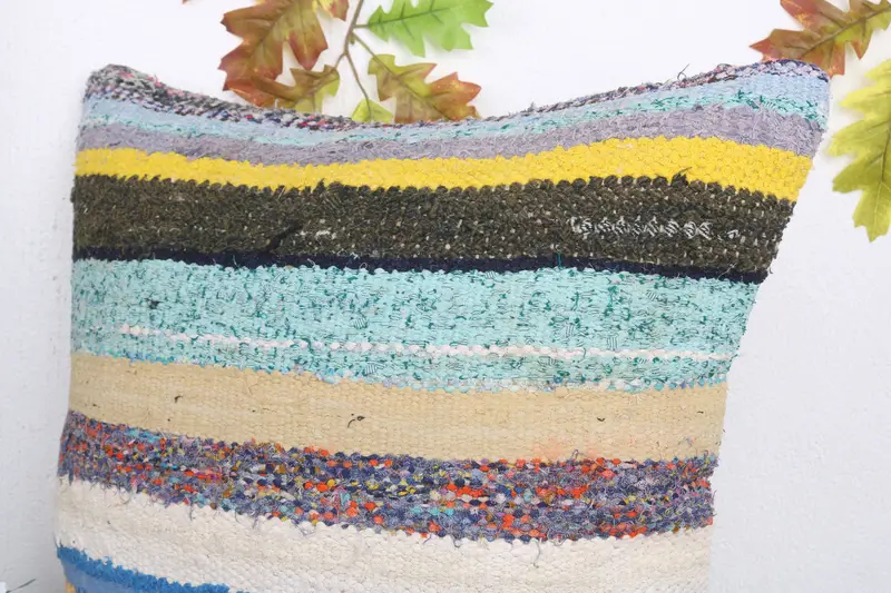 Bed Pillow, Ethnical Kilim Rug Pillow, Pillow for Sofa, Antique Pillows, 20x20 White Pillow Sham, Hippie Throw Cushion Case, Pillow Sham - 5