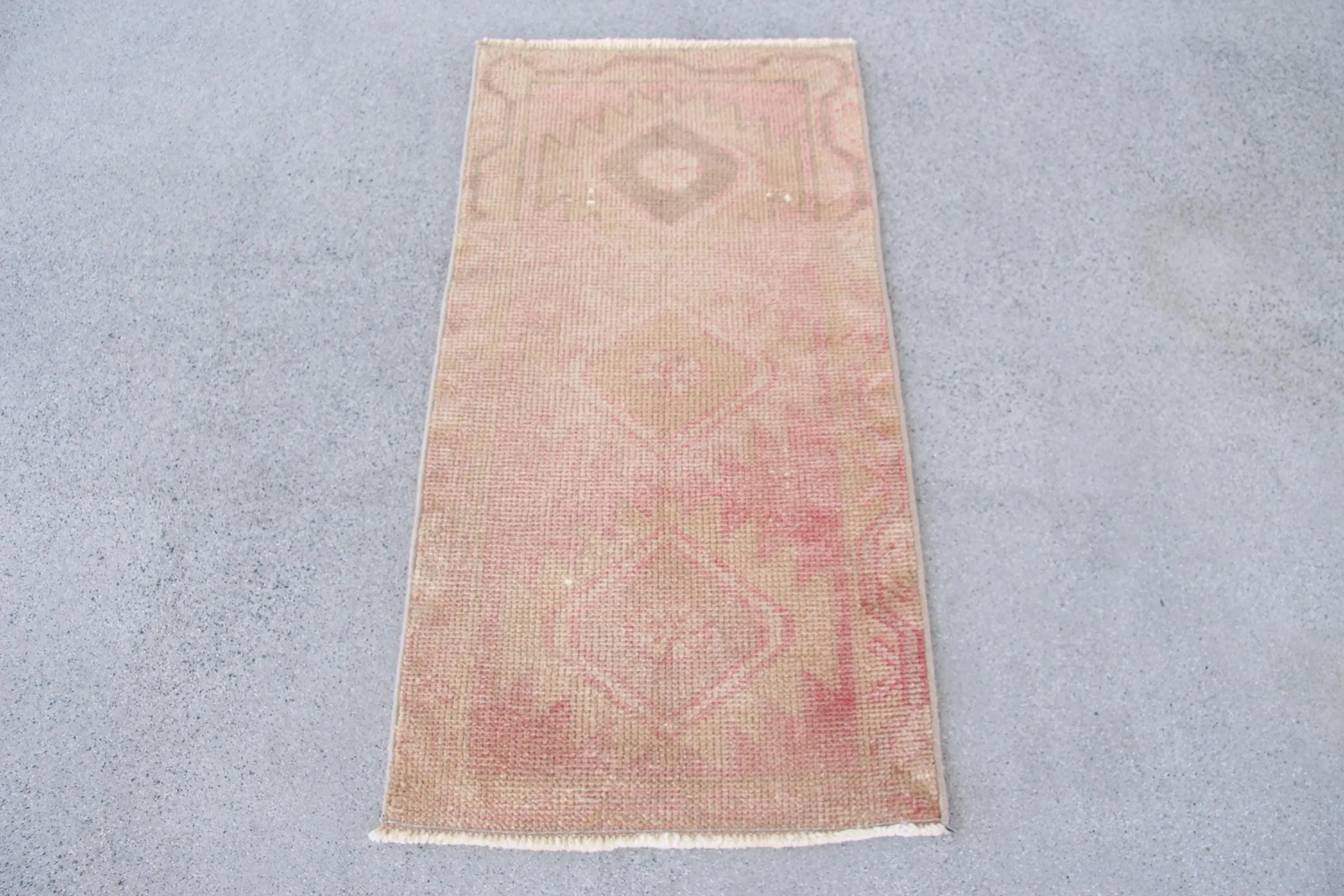Vintage Rug, Small 1.6x3.1 ft Turkish Rug, Red Brown Striped Wool Rug - 1