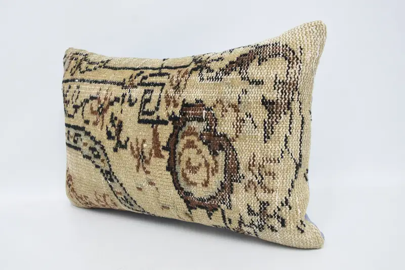 Antique Pillows, Pillow Cover, Turkish Pillow, Southwestern Pillow Sham, Ethnical Kilim Rug Pillow, 16x24 Beige Cushion, Ikat Pillow Sham - 4
