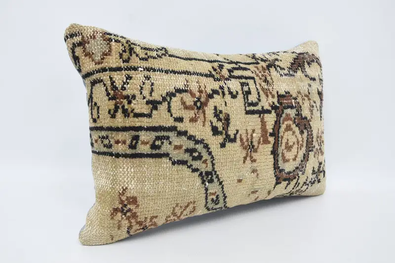 Antique Pillows, Pillow Cover, Turkish Pillow, Southwestern Pillow Sham, Ethnical Kilim Rug Pillow, 16x24 Beige Cushion, Ikat Pillow Sham - 3