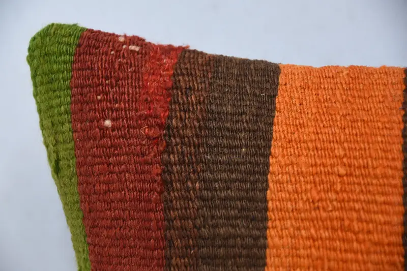Ethnical Kilim Rug Pillow, Boho Pillow Sham Cover, Pillow Sham, Kilim Pillow, 12x20 Orange Pillow Case, Vintage Throw Cushion - 2