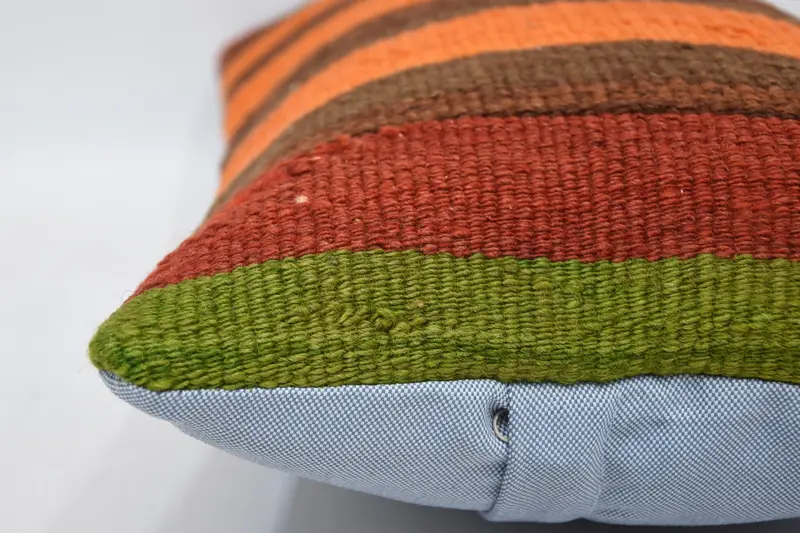 Ethnical Kilim Rug Pillow, Boho Pillow Sham Cover, Pillow Sham, Kilim Pillow, 12x20 Orange Pillow Case, Vintage Throw Cushion - 5