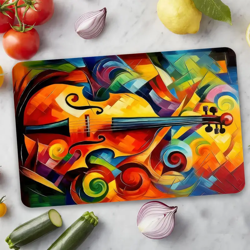 Modern Glass Cutting Board with Abstract Patterned Design