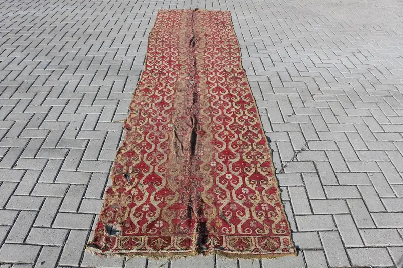 Red & Brown Polka Dot Rug, 3,1x12,2 ft Chic Decor