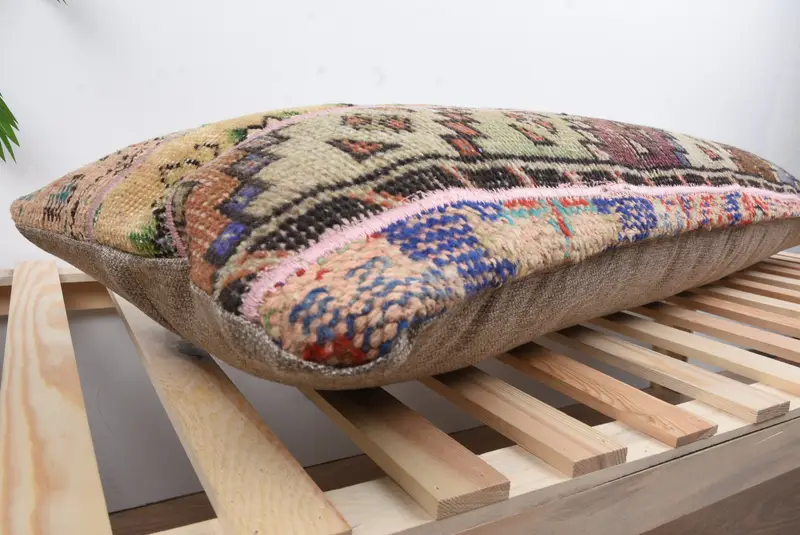 Retro Throw Cushion Cover, 16x48 Beige Pillow Cover, Cushion Cover, Throw Kilim Pillow, Kilim Pillow, Kilim Cushion Sham - 6