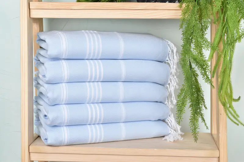 Personalized Baby Blue Cotton Towel, 40x71 Inches, Bachelorette Gift