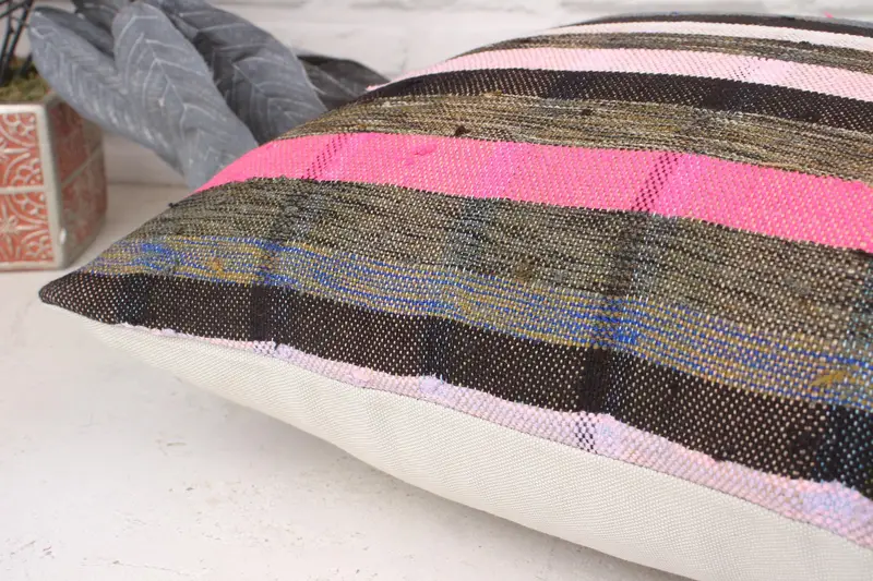 Turkish Kilim Pillow, Accent Cushion Cover, Pillow Case, Ethnical Kilim Rug Pillow, 18x18 Pink Pillow Sham, Vintage Pillow, Luxury Pillow Cover - 6