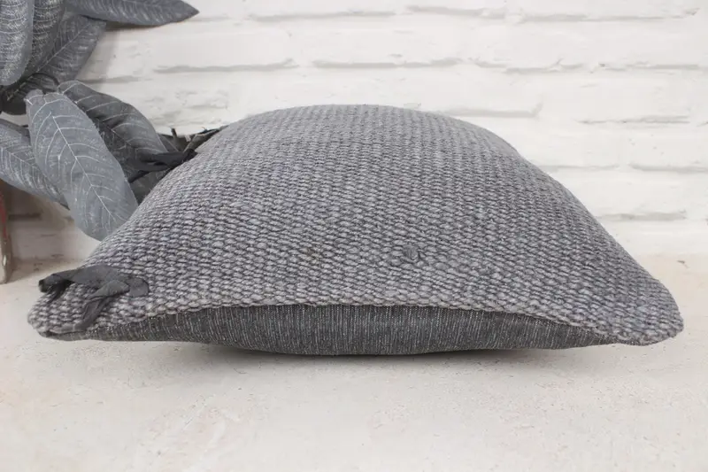 Meditation Pillow Cover, 14x14 Gray Pillow, Interior Designer Pillow, Vintage Pillow, Turkish Bench Pillow Cover, Pillow Cover, Kilim Pillow Cover - 5
