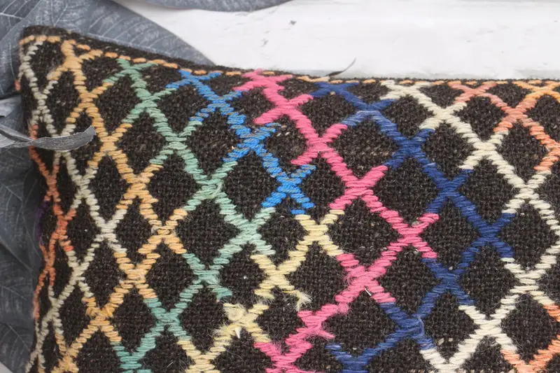 Vintage Pillow, Hippie Throw Cushion, Pillow Sham, Yoga Pillow Sham, 12x20 Orange Pillow Sham, Throw Kilim Pillow, Ethnical Kilim Rug Pillow - 2