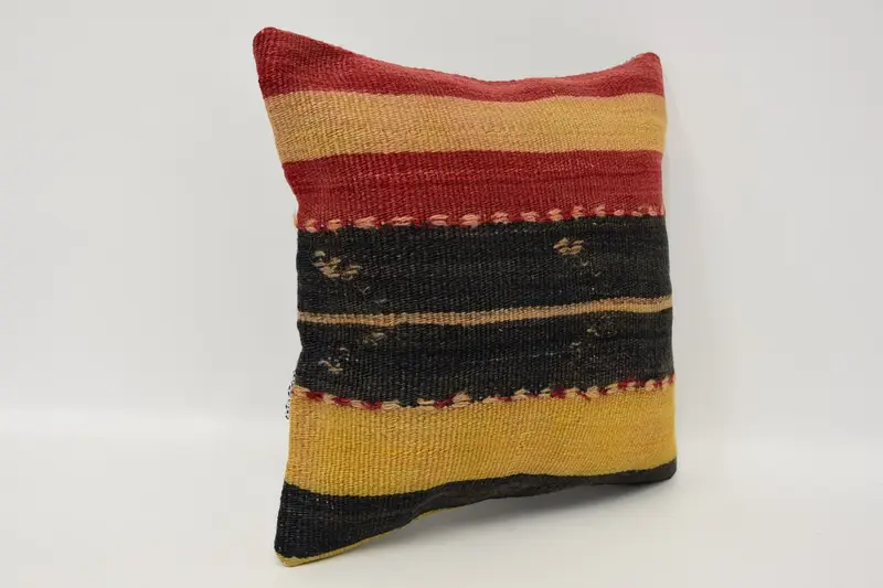 Colorful Cushion Case, Interior Designer Pillow, 12x12 Brown Pillow Sham, Handmade Kilim Cushion, Cushion Case, Vintage Kilim Pillow - 3