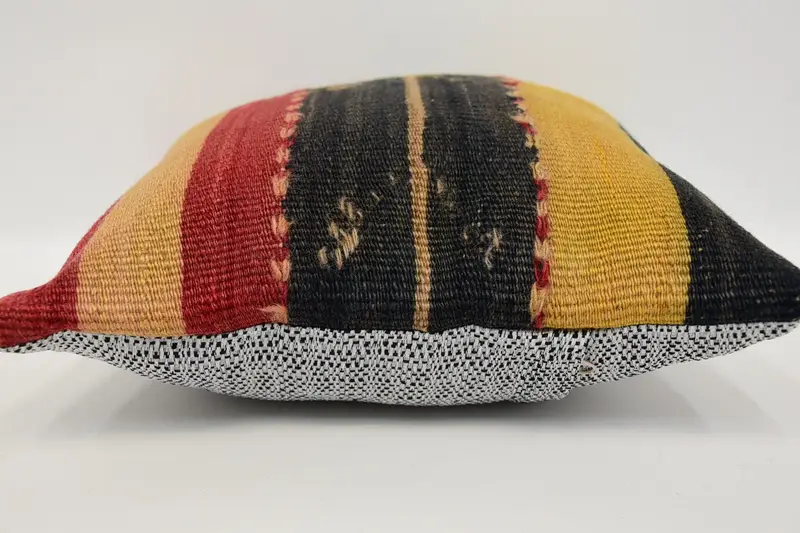 Colorful Cushion Case, Interior Designer Pillow, 12x12 Brown Pillow Sham, Handmade Kilim Cushion, Cushion Case, Vintage Kilim Pillow - 5