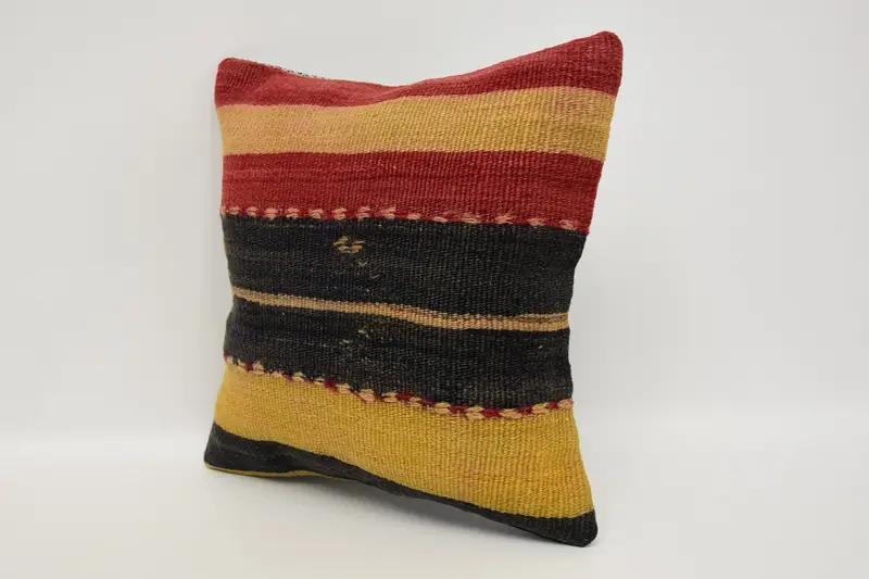 Colorful Cushion Case, Interior Designer Pillow, 12x12 Brown Pillow Sham, Handmade Kilim Cushion, Cushion Case, Vintage Kilim Pillow - 4