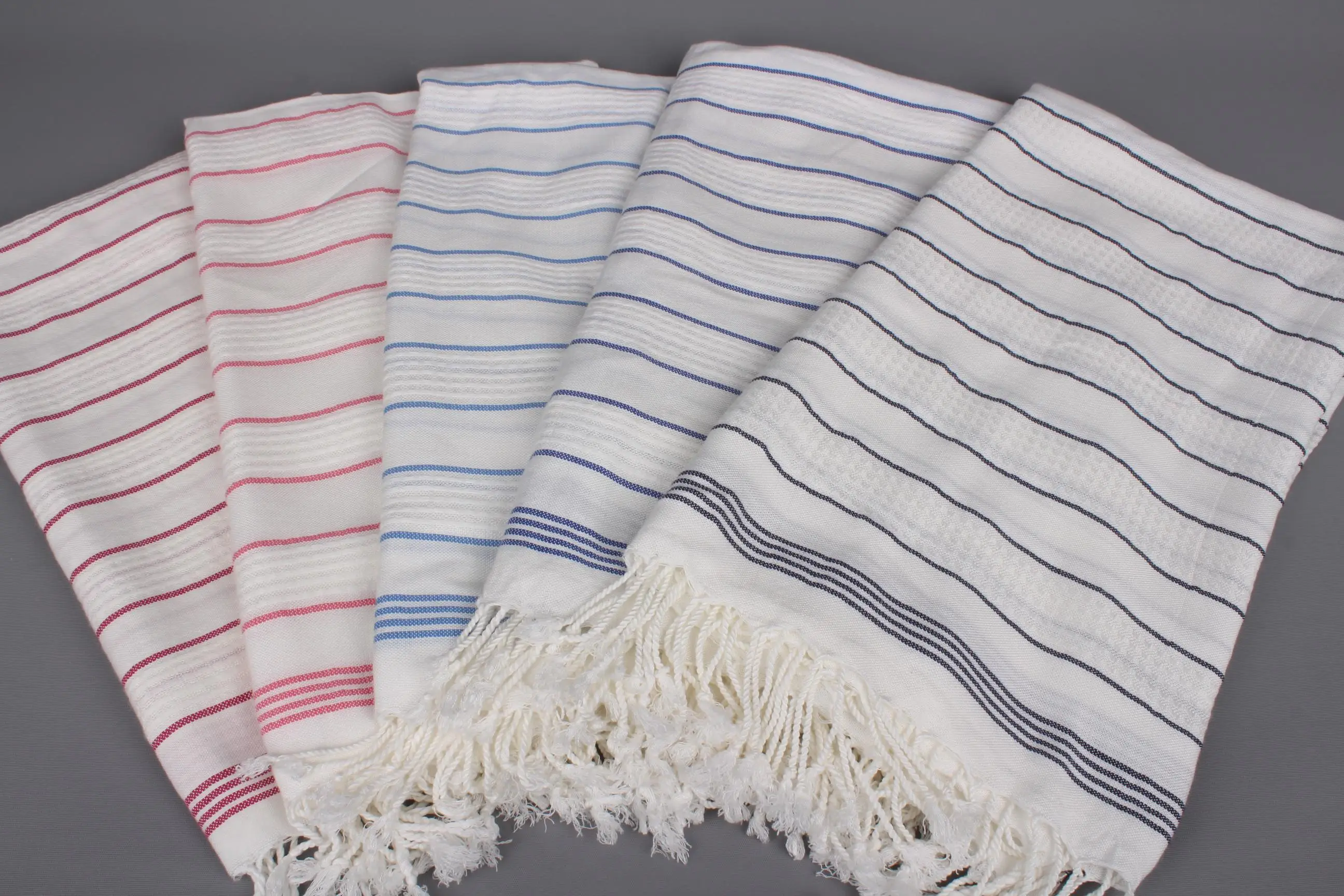 Monogrammed Beach Towel, Absorbent Turkish Cotton Beige Stripes, 40x71 Inches - 1