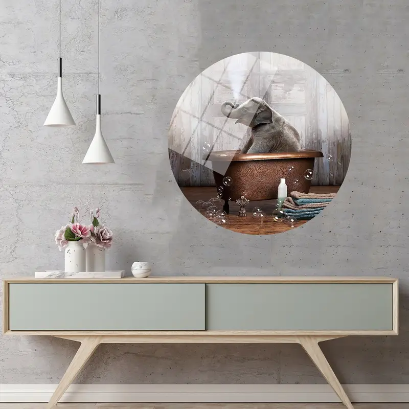 Elegant Elephant Bathroom Canvas: Unique Printed Art for Home