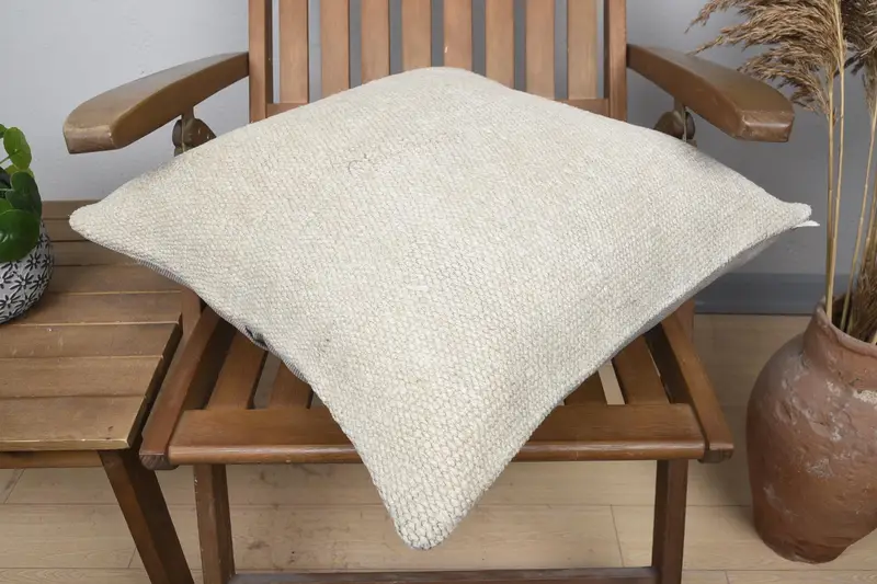 Pillow for Couch, Patio Cushion, Kilim Cushion Sham, Cushion, Vintage Kilim Throw Pillow, 20x20 Beige Pillow Sham, Bohemian Cushion Cushion Cover - 4
