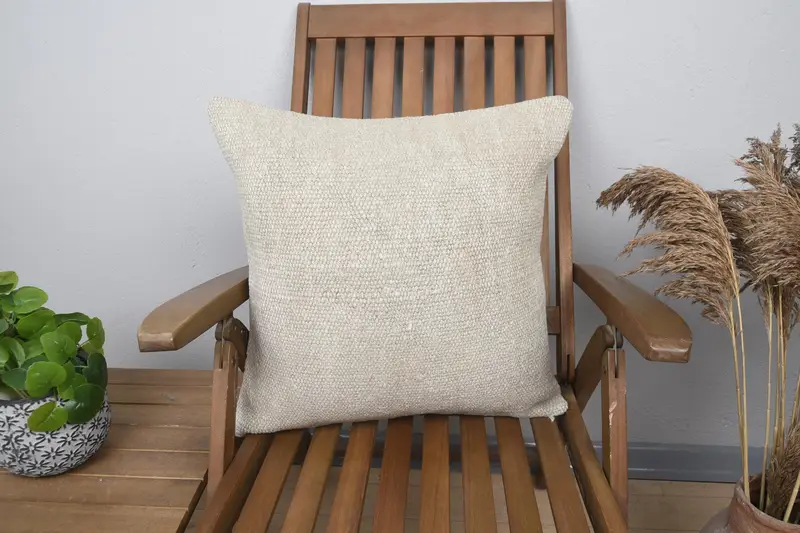 Pillow for Couch, Patio Cushion, Kilim Cushion Sham, Cushion, Vintage Kilim Throw Pillow, 20x20 Beige Pillow Sham, Bohemian Cushion Cushion Cover - 1