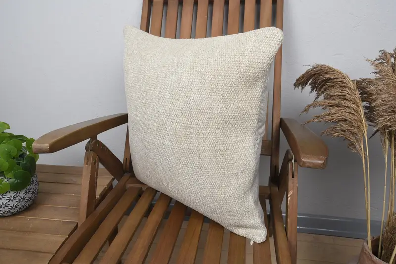 Pillow for Couch, Patio Cushion, Kilim Cushion Sham, Cushion, Vintage Kilim Throw Pillow, 20x20 Beige Pillow Sham, Bohemian Cushion Cushion Cover - 3