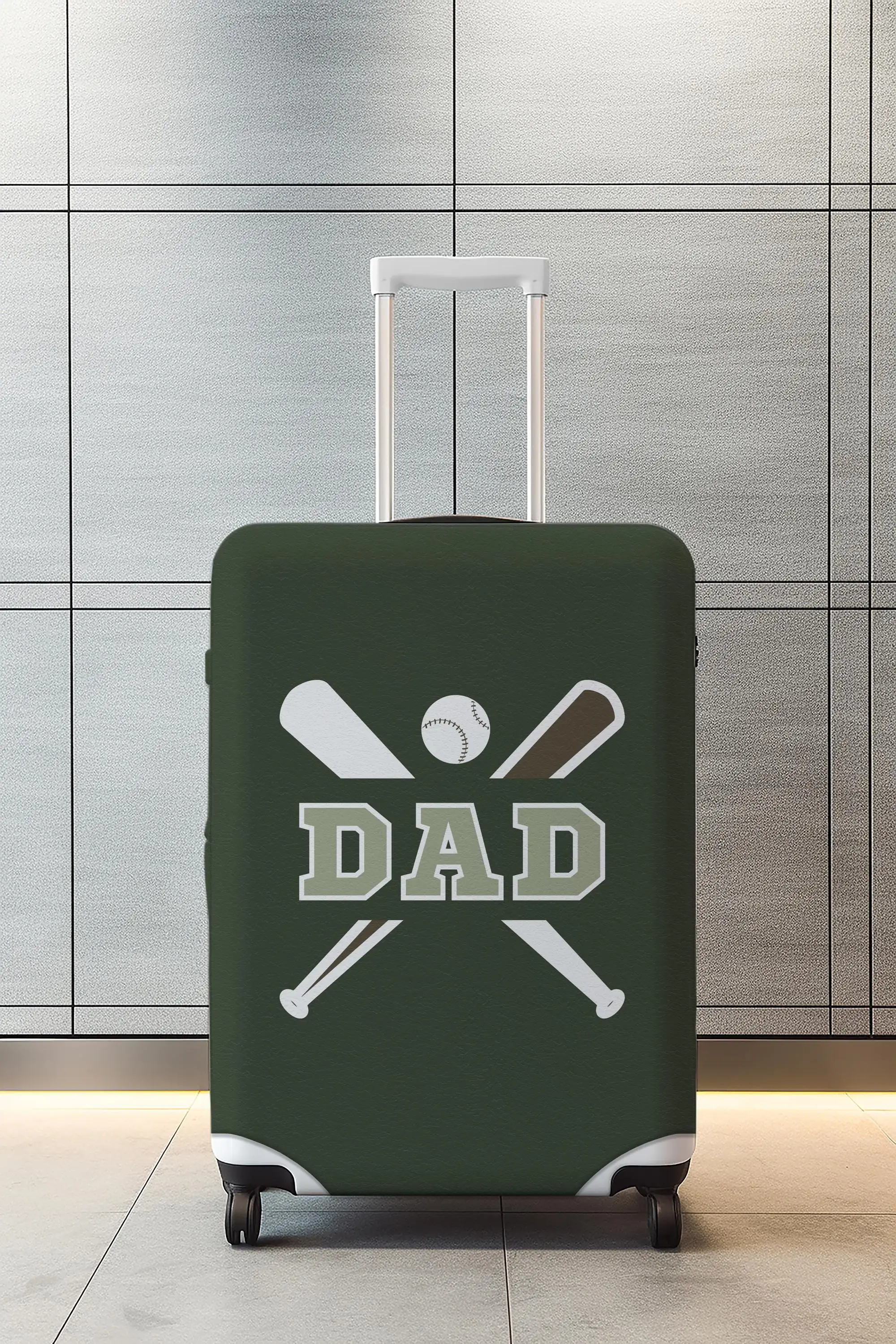 Grüne Baseball-Gepäckhülle, personalisierter Kofferschutz, ideales Vatertagsgeschenk - 1