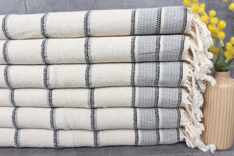 Personalized Turkish Towel Dark Gray Napkin Striped, 20x40 Inches