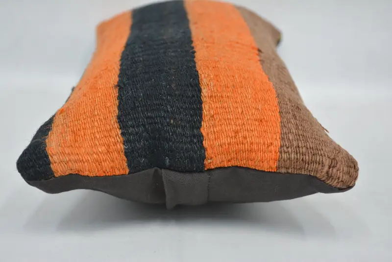 Kilim Cushion Sham, Cotton Cushion Case, Vintage Pillow, Sustainable Pillow Cover, Pillow Case, Vintage Kilim Throw Pillow, 8x16 Orange Pillow Sham - 5