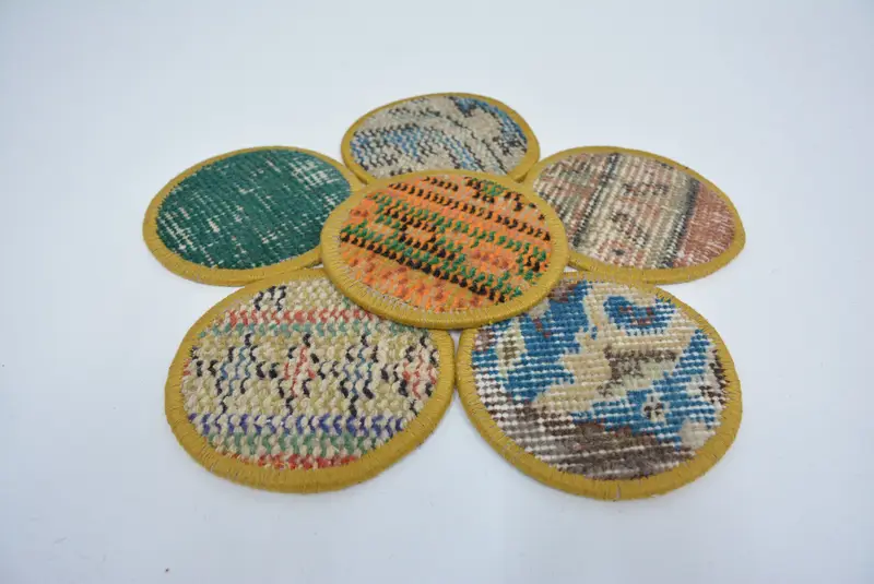 Böhmischer runder Untersetzer, rutschfester Untersetzer in Orange und Grün