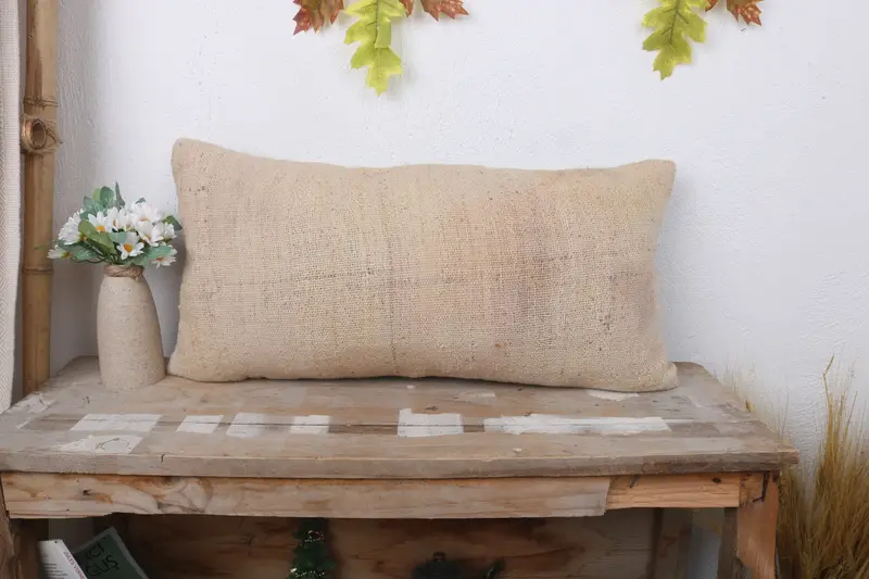 Square Throw Cushion, Home Decor Pillow, Armchair Cushion, Handmade Kilim Cushion, 12x24 Beige Pillow, Pillow Case, Pillow for Couch, Couch Pillow - 1