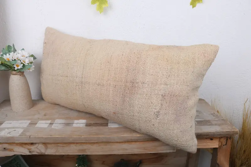 Square Throw Cushion, Home Decor Pillow, Armchair Cushion, Handmade Kilim Cushion, 12x24 Beige Pillow, Pillow Case, Pillow for Couch, Couch Pillow - 4