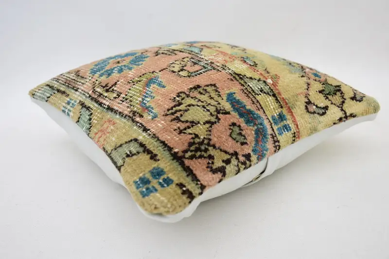 Vintage Kilim Throw Pillow, Pillow for Couch, 14x14 Beige Pillow Sham, Pillow for Sofa, Pillow Sham, Bolster Cushion, Authentic Pillow Cover - 6