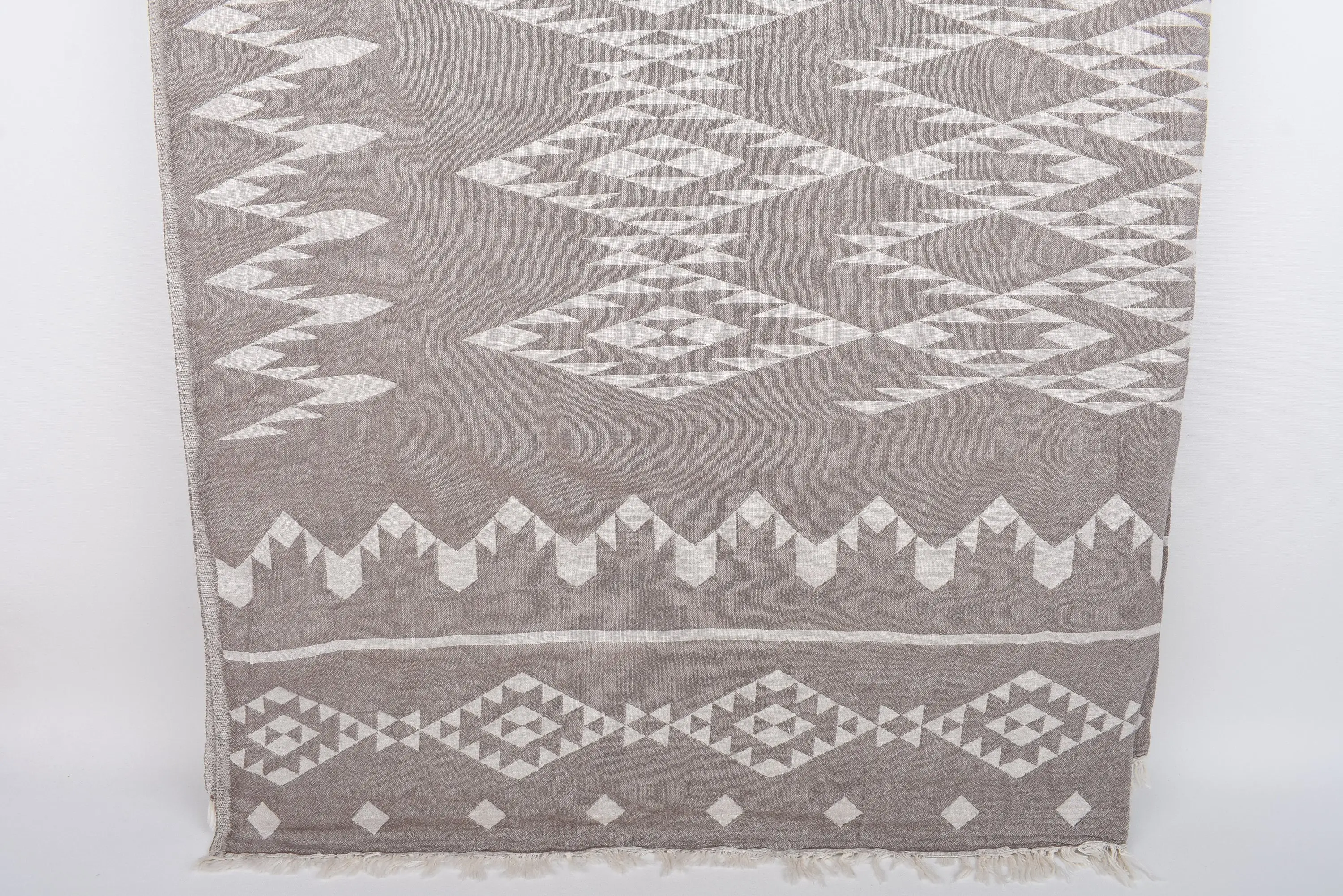 Custom Wedding Gifts, 70x60 Brown Organic Cotton Geometric Throw - 1