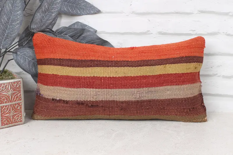 Kilim Pillow, Pattern Throw Pillow Cover, Antique Pillows, Gift Pillow, Neutral Throw Pillow Sham, 8x16 Red Pillow Case, Pillow Case - 1