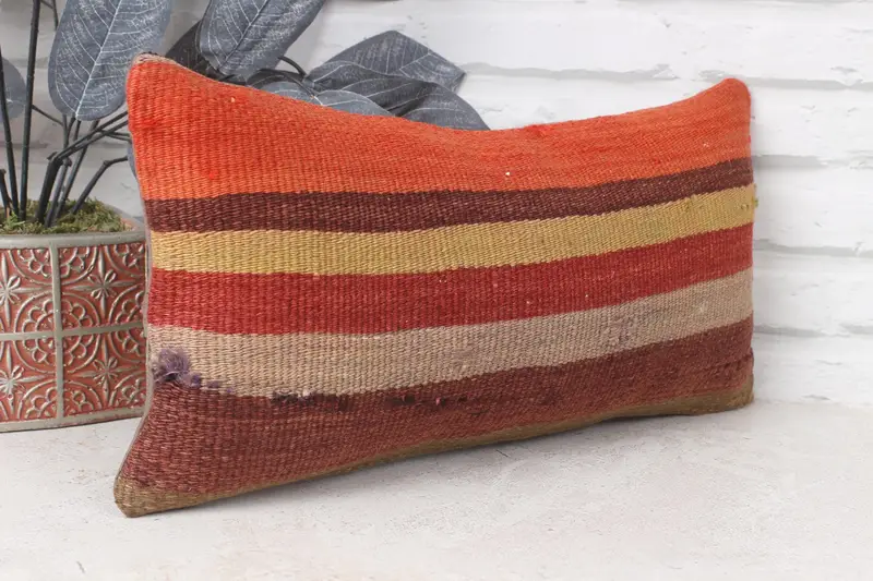 Kilim Pillow, Pattern Throw Pillow Cover, Antique Pillows, Gift Pillow, Neutral Throw Pillow Sham, 8x16 Red Pillow Case, Pillow Case - 3