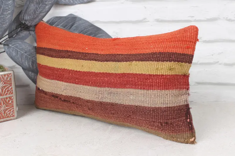 Kilim Pillow, Pattern Throw Pillow Cover, Antique Pillows, Gift Pillow, Neutral Throw Pillow Sham, 8x16 Red Pillow Case, Pillow Case - 4