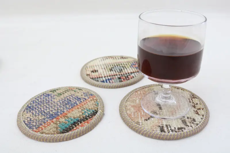 Bohemian Beige & Bronze Round Coaster, Unique Bohemian Coaster
