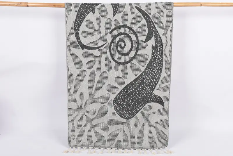 Wedding Favors Kitchen Towel Black Whale Design Dish Towel, 40x18 Inches