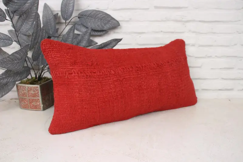 Gift Pillow, 12x24 Red Pillow Case, Cushion Cover, Pillow for Couch, Handmade Cushion Case, Living Room Throw Pillow Case, Throw Kilim Pillow - 3
