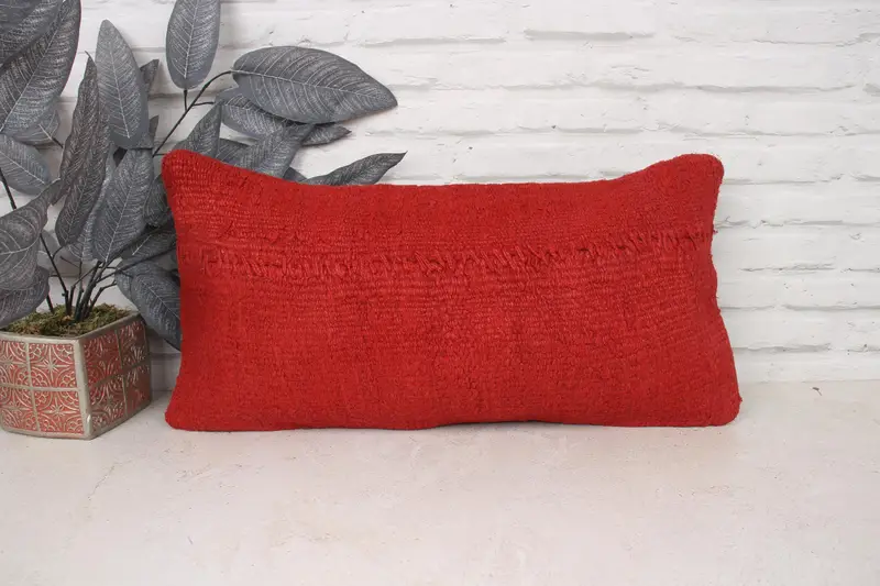 Gift Pillow, 12x24 Red Pillow Case, Cushion Cover, Pillow for Couch, Handmade Cushion Case, Living Room Throw Pillow Case, Throw Kilim Pillow - 1