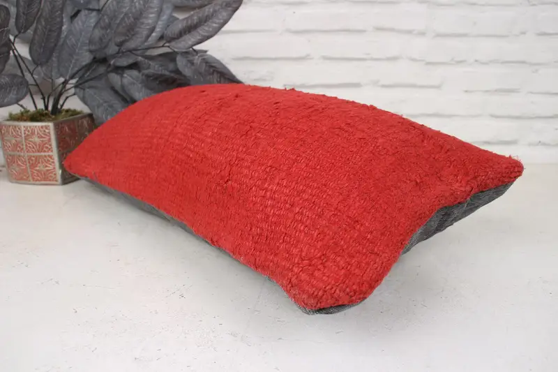 Gift Pillow, 12x24 Red Pillow Case, Cushion Cover, Pillow for Couch, Handmade Cushion Case, Living Room Throw Pillow Case, Throw Kilim Pillow - 6