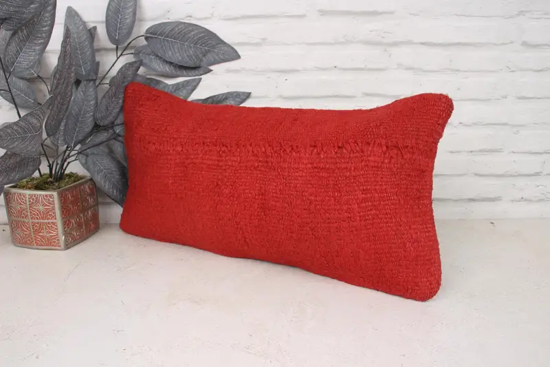 Gift Pillow, 12x24 Red Pillow Case, Cushion Cover, Pillow for Couch, Handmade Cushion Case, Living Room Throw Pillow Case, Throw Kilim Pillow - 4