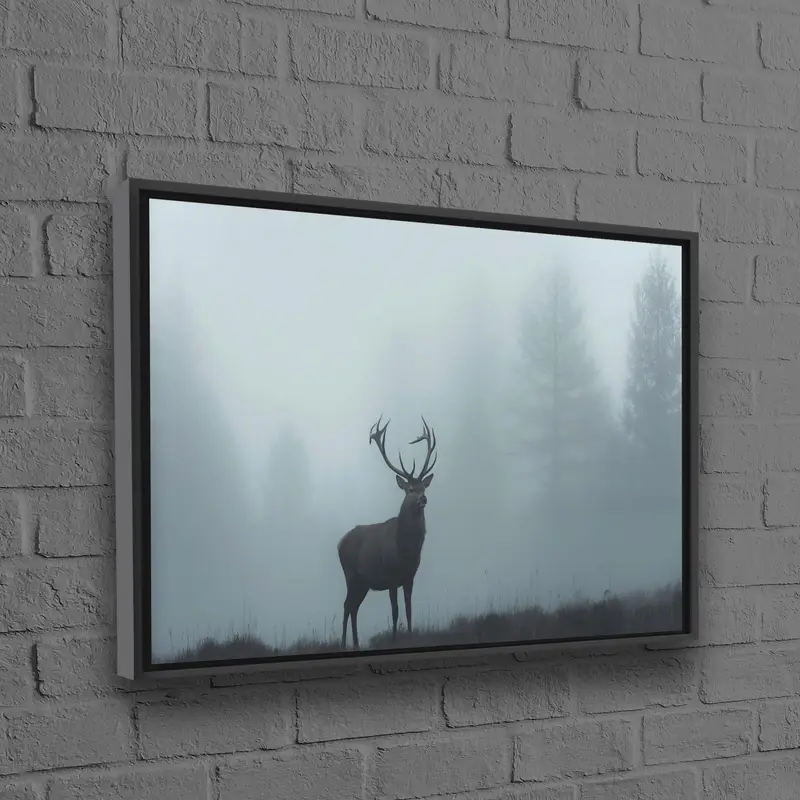 Enchanting Deer Landscape Canvas: Embrace the Foggy Weather