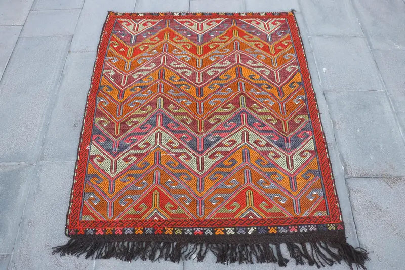 Orange Camouflage Rug, 3,2x3,9 ft Vibrant Decor