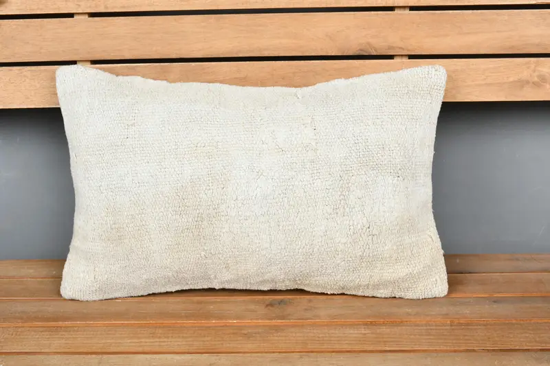 Kilim Pillow Cover, Ethnical Kilim Rug Pillow, Pillow Sham, 12x20 White Pillow Cover, Couch Pillow Cover, Turkish Kilim Pillow - 6