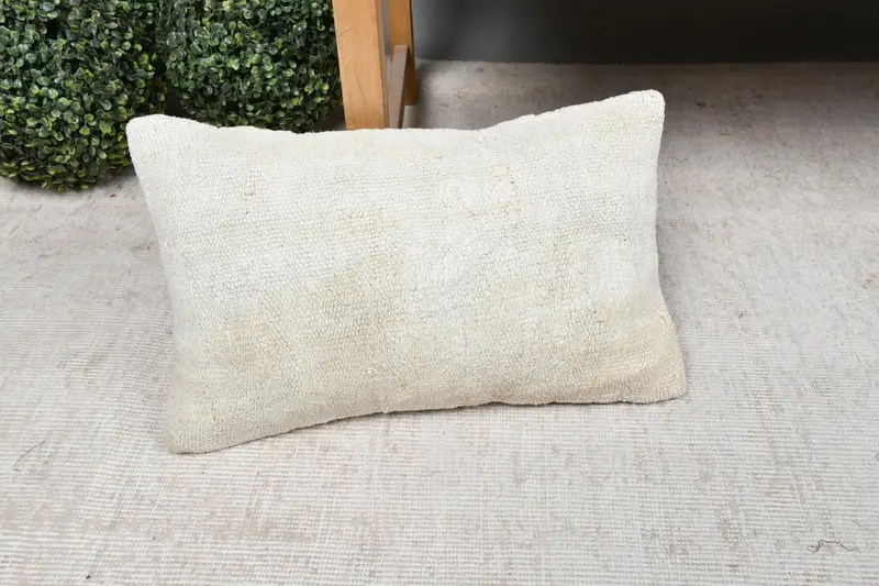 Kilim Pillow Cover, Ethnical Kilim Rug Pillow, Pillow Sham, 12x20 White Pillow Cover, Couch Pillow Cover, Turkish Kilim Pillow - 7
