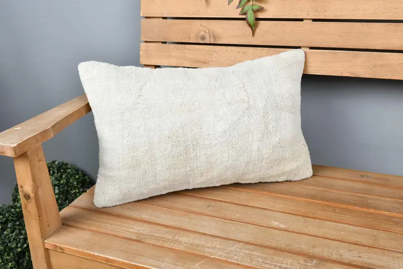 Kilim Pillow Cover, Ethnical Kilim Rug Pillow, Pillow Sham, 12x20 White Pillow Cover, Couch Pillow Cover, Turkish Kilim Pillow - 1